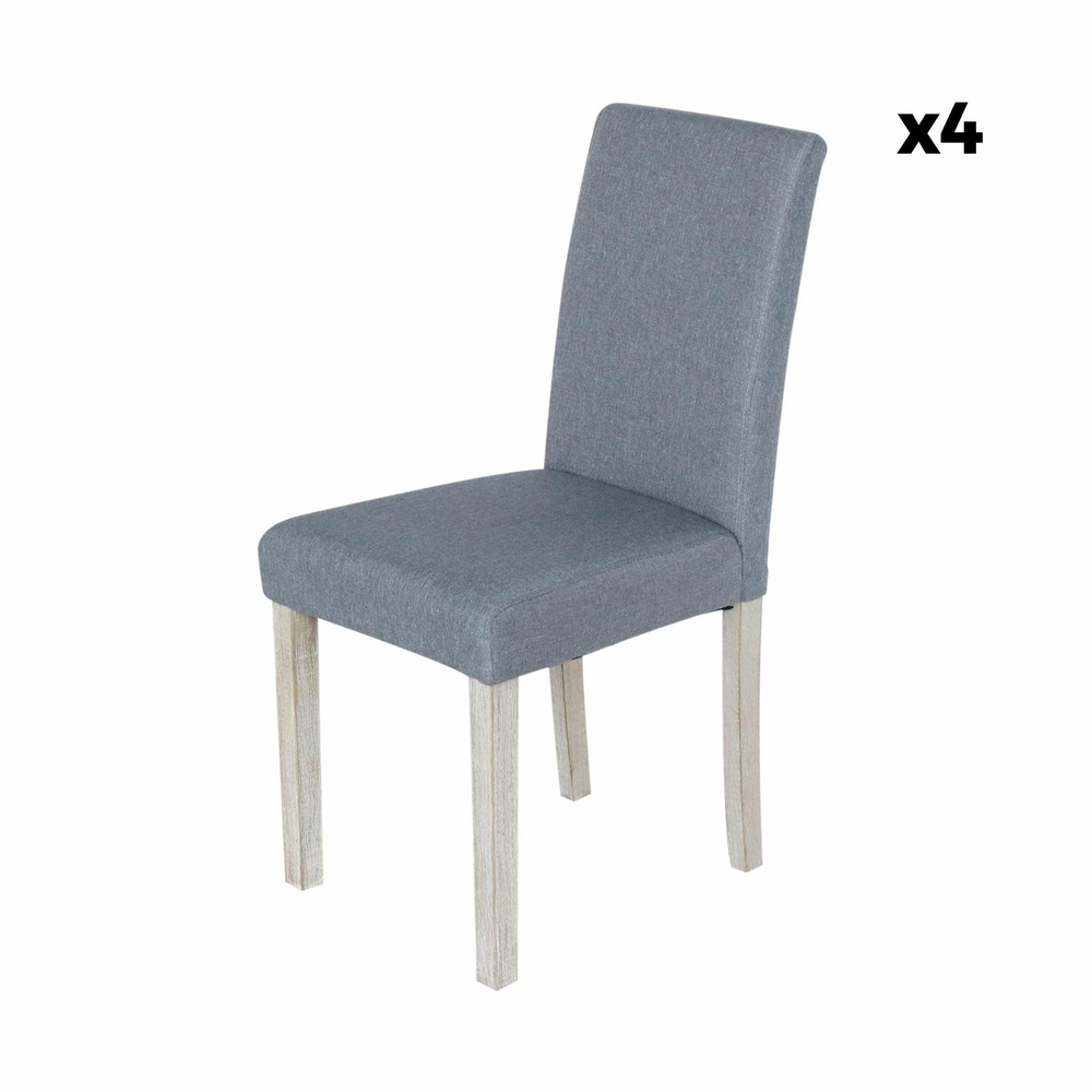 Lot de 4 chaises - rita - chaises en tissu. Pieds en bois cérusé. Gris clairs