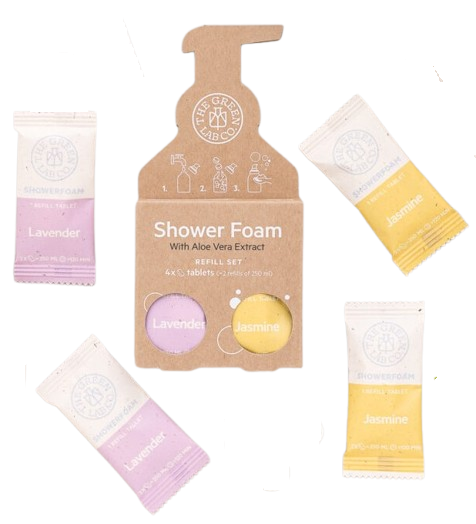 The Green Lab Co Navulset Doucheschuim Tabletten Lavendel en Jasmijn 4 Stuks
