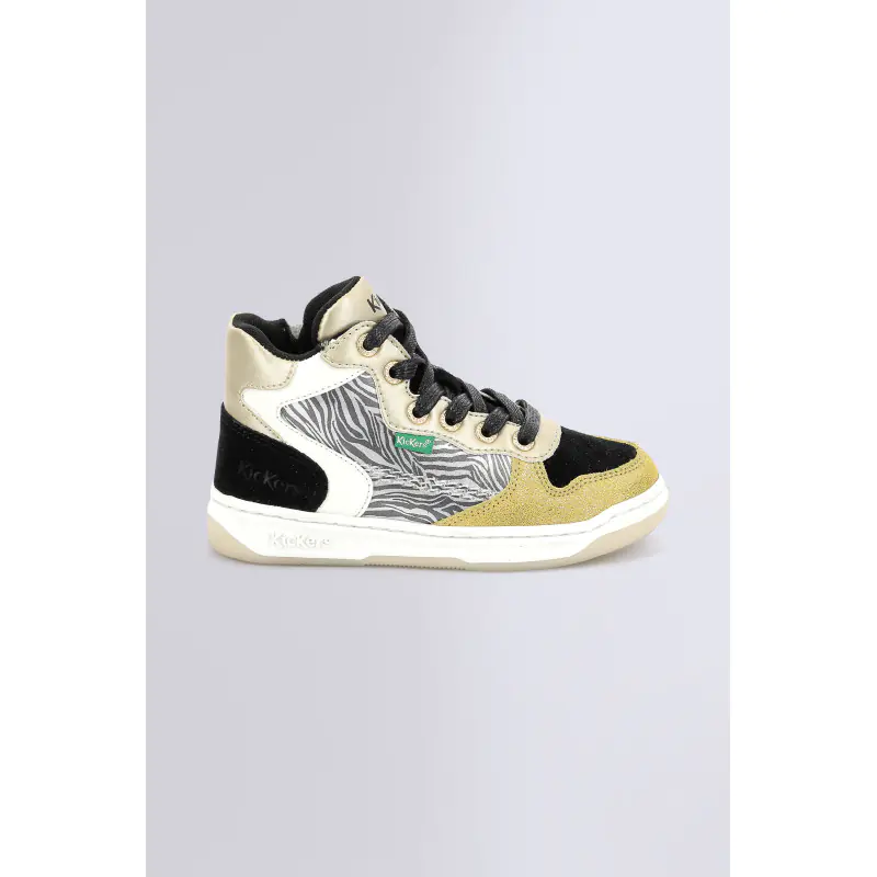 KICKLAX JAUNE NOIR ZEBRE SNEAKERS HAUTES Synthétique Fille