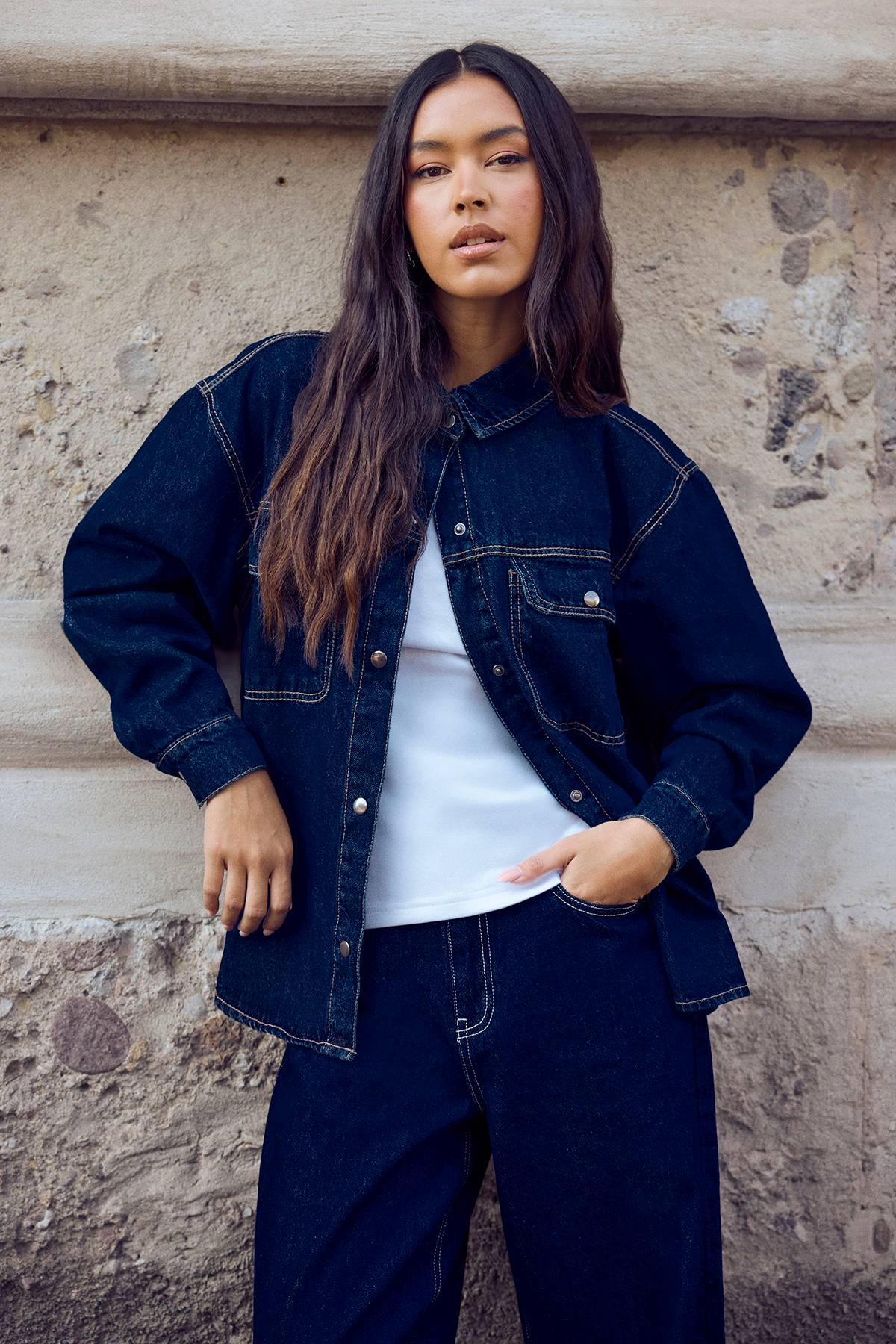 boohoo Chemise en denim oversize