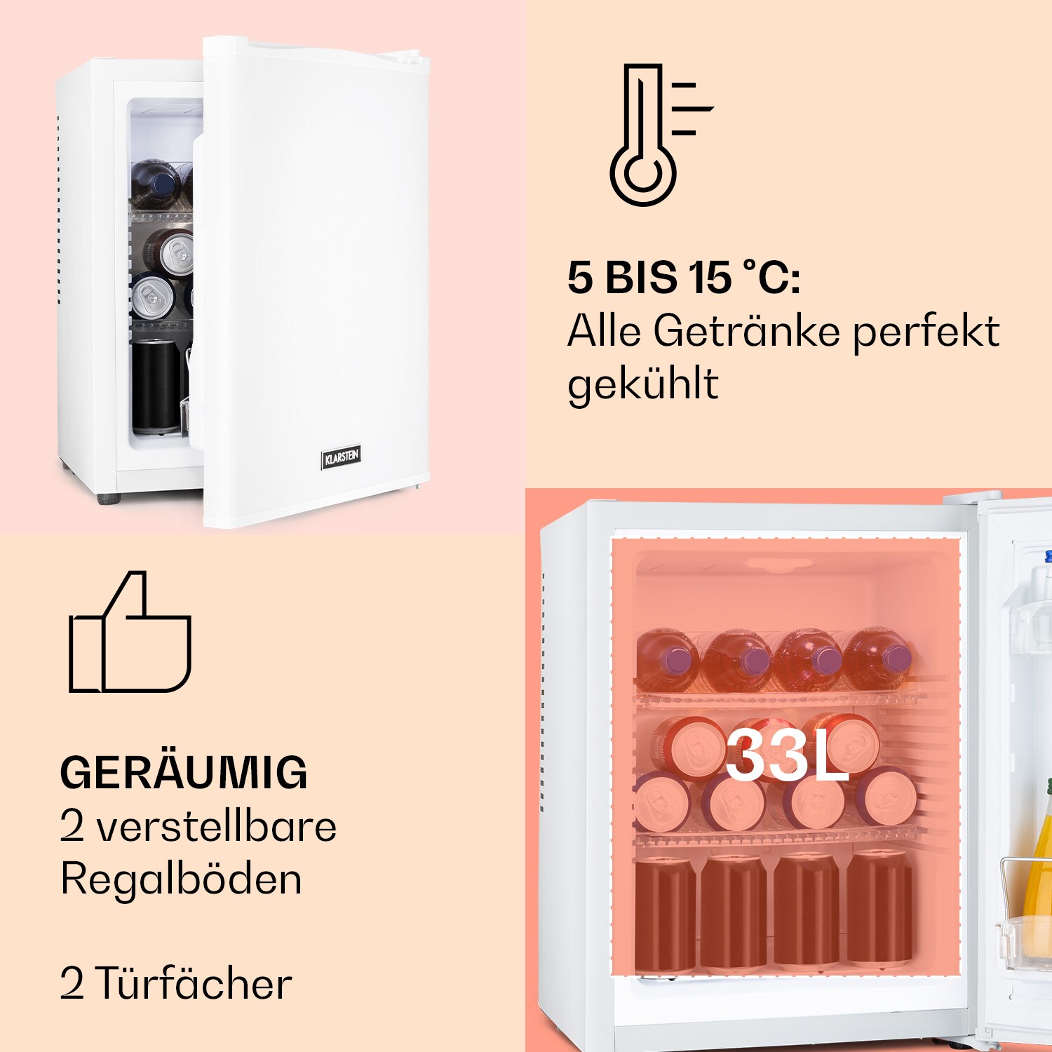 Happy Hour 33 Minibar 33L 5-15°C EEK G 25dB LED-Licht
