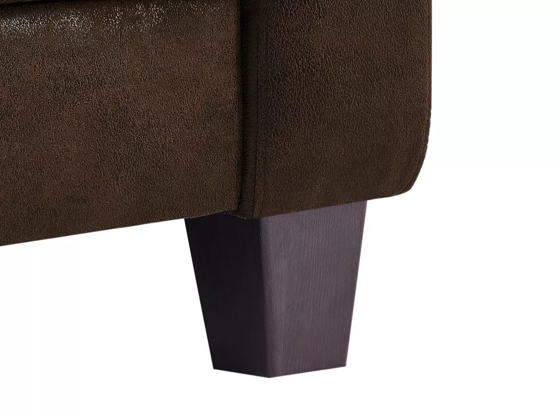 Fauteuil club en microfibre marron aspect cuir vieilli MADIE II