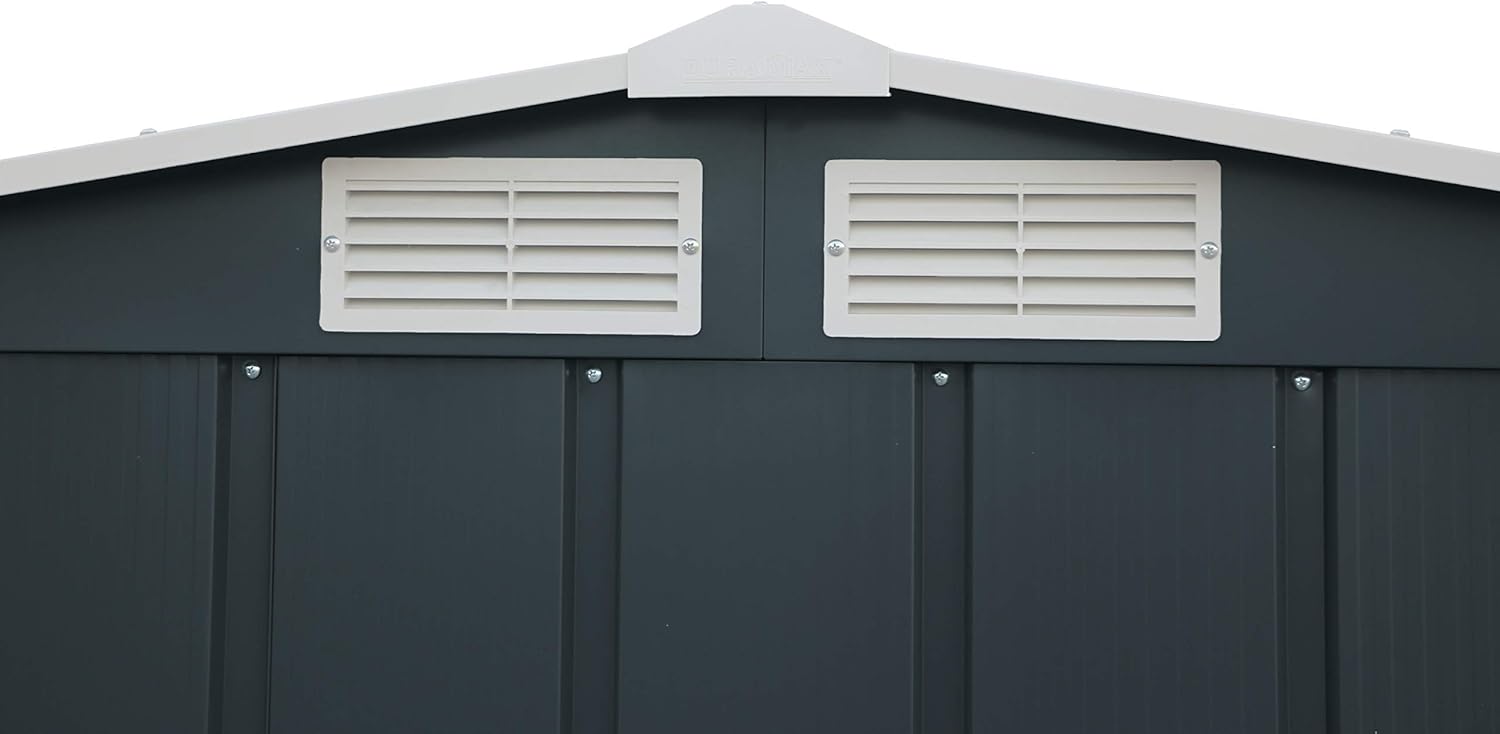 Duramax ECO 10 x 12 (11.03 m²) Metallgerätehaus, feuerverzinktes Metall gerätehaus - Geräteschuppen, verstärkte Dachkonstruktion, wartungsfreier und wetterfester Metallschuppen, Anthrazit