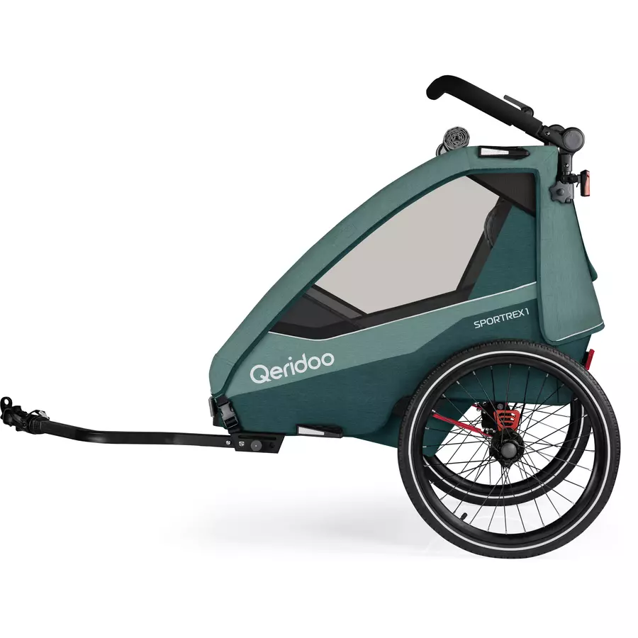 Qeridoo® Kinderfahrradanhänger Sportrex 1 Limited Edition Mineral Blue 2023 Kollektion