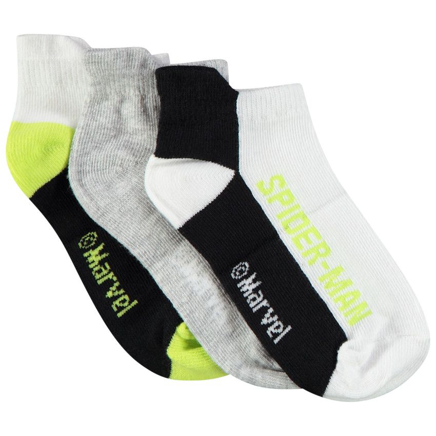 Lot de 3 paires de chaussettes Spider-Man Marvel pour garçon - Blanc