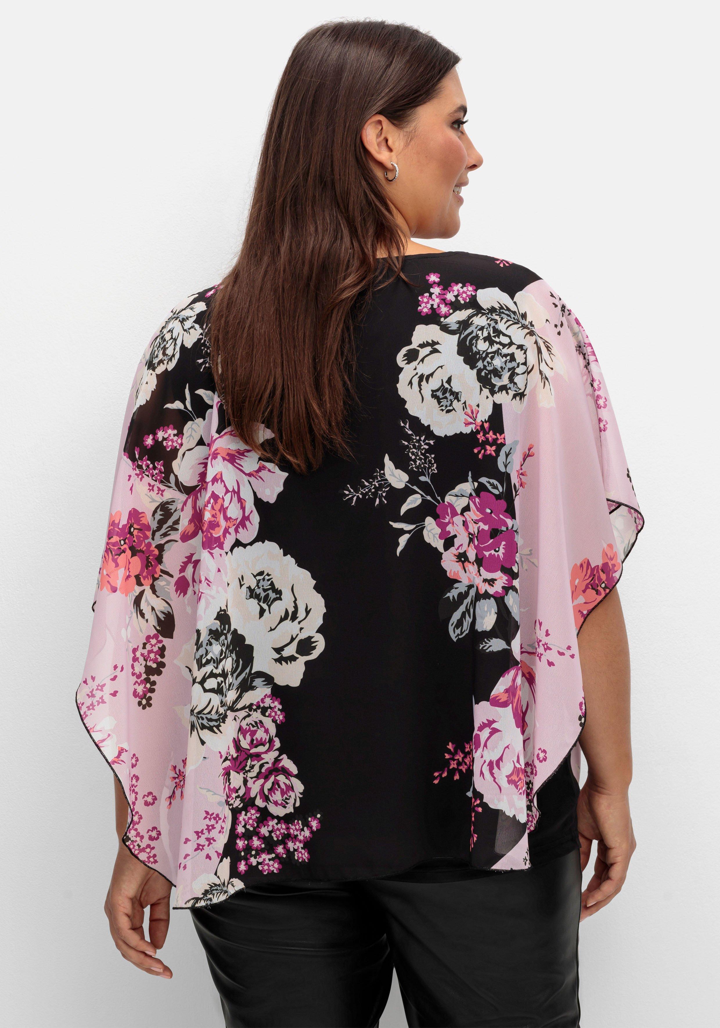 Tunika mit Fledermausärmeln, aus Georgette