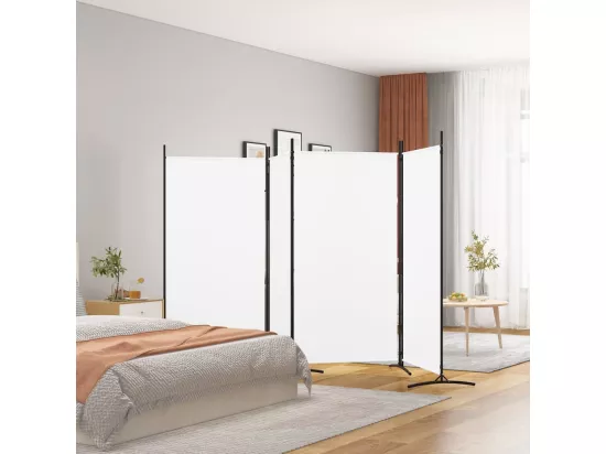 Cloison de séparation 4 panneaux Blanc 346x180 cm Tissu