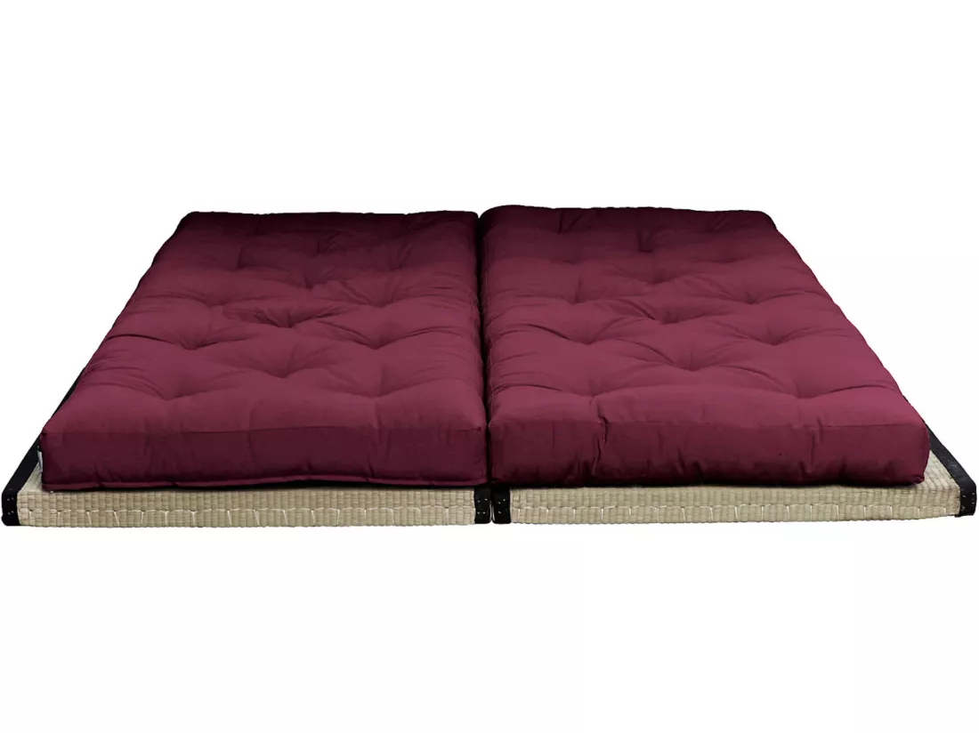 Futon canapé lit 3 places 2x70x200 CHICO bordeaux