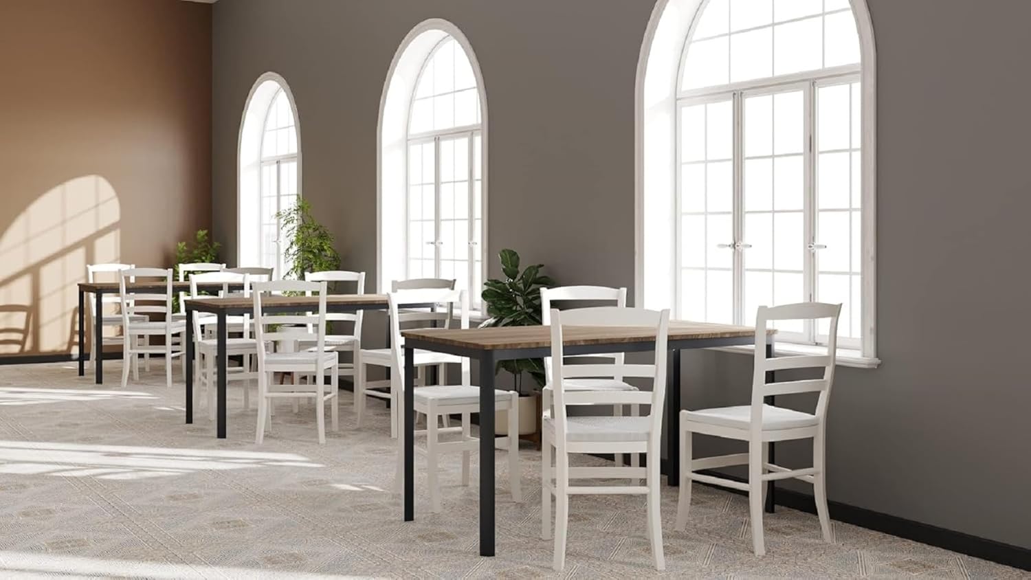 furni24 Schreibtisch D-Profil Nova 180x80x75cm, Nussbaum, Einfache Montage, Arbeitstisch, Bürotisch, Küchentisch, Esstisch, Druckertisch Büro-Möbel Computertisch Gaming-Tisch Mehrzwecktisch
