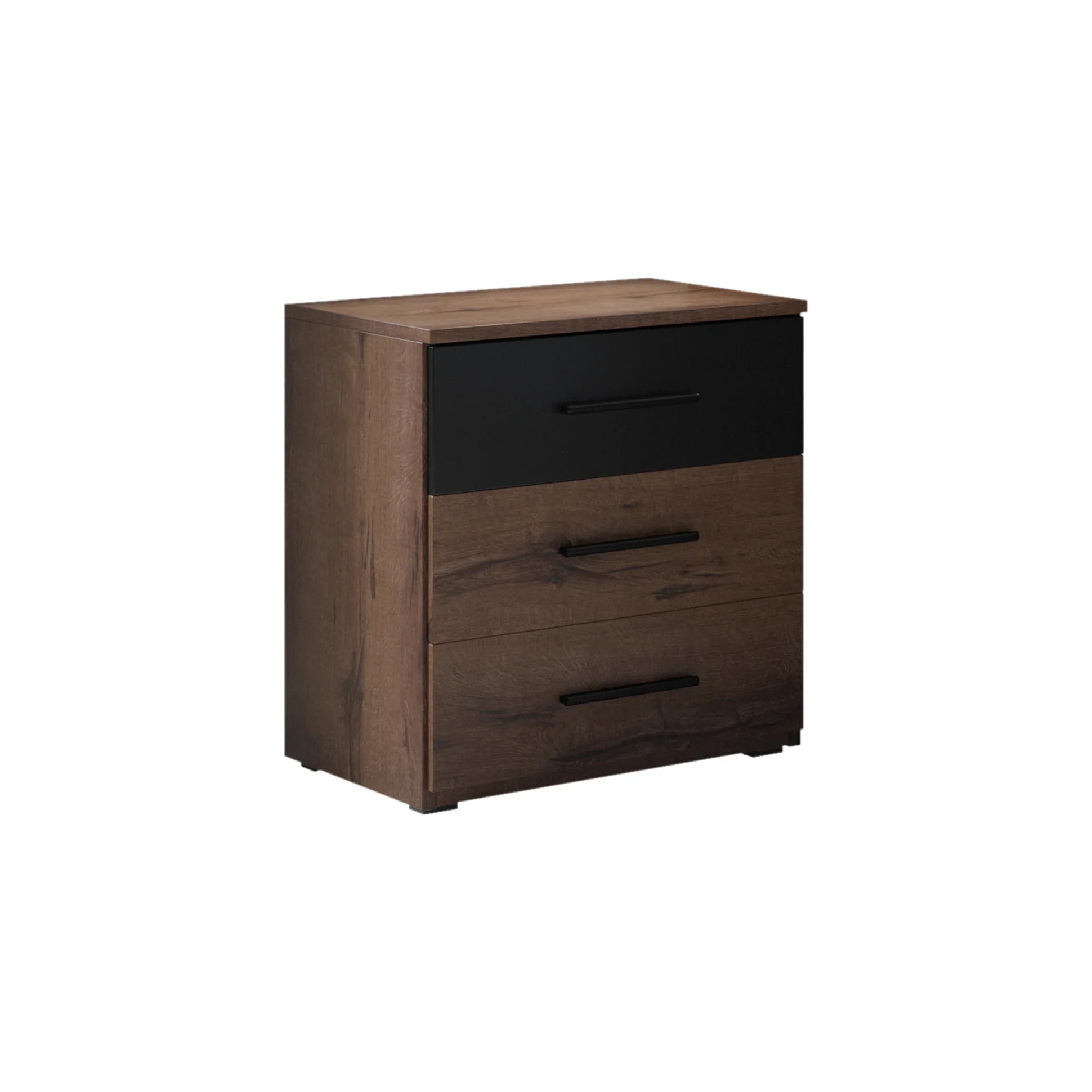 Meubella - Nachtkastje Brown - Zwart - Eiken - 46 cm