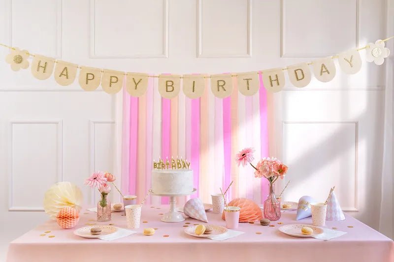 Happy Birthday Letterslinger Goud Roze 3m