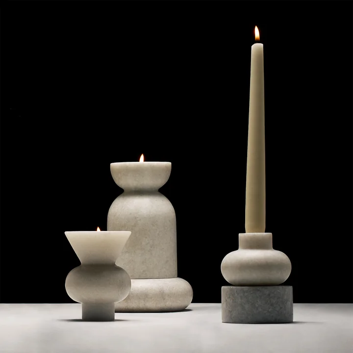 Tom Dixon - Stone Stacking Kerzenhalter, H 36 cm, weiss