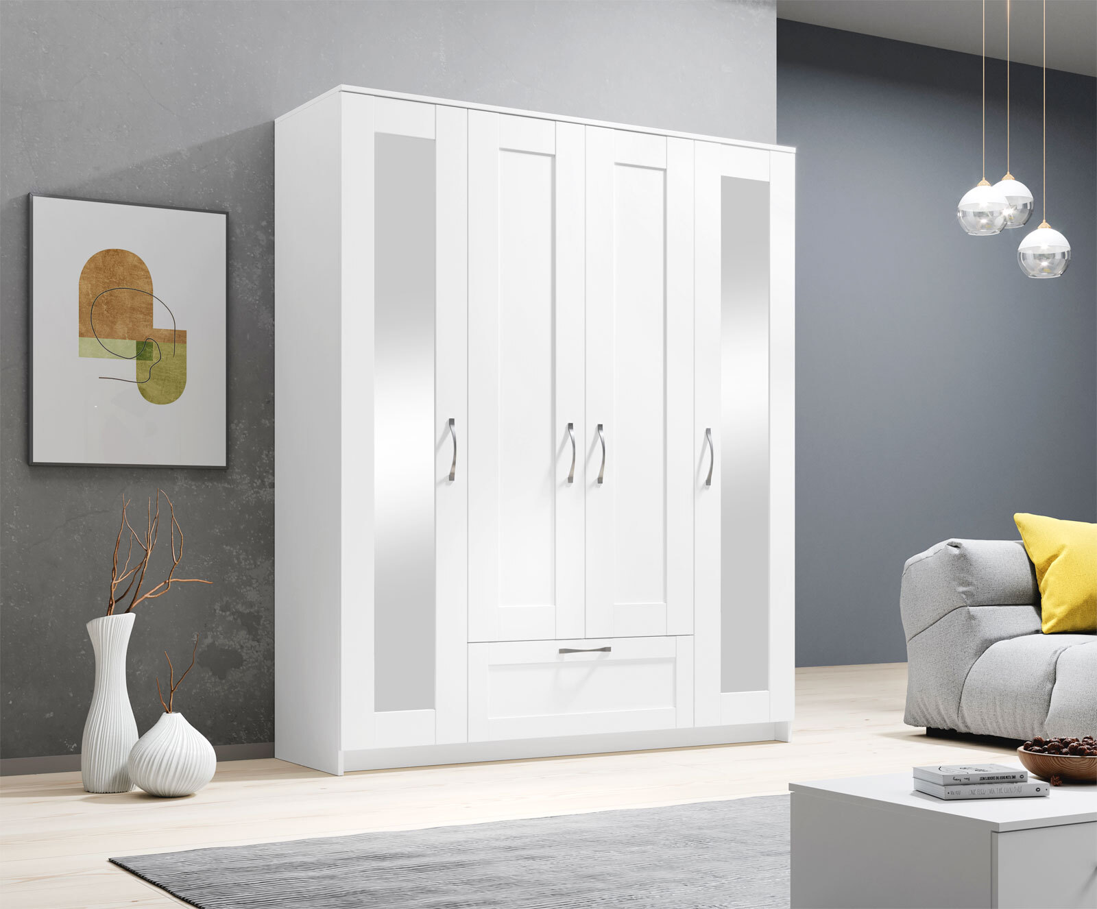 Kleiderschrank Salias 157x190x50 cm weiß