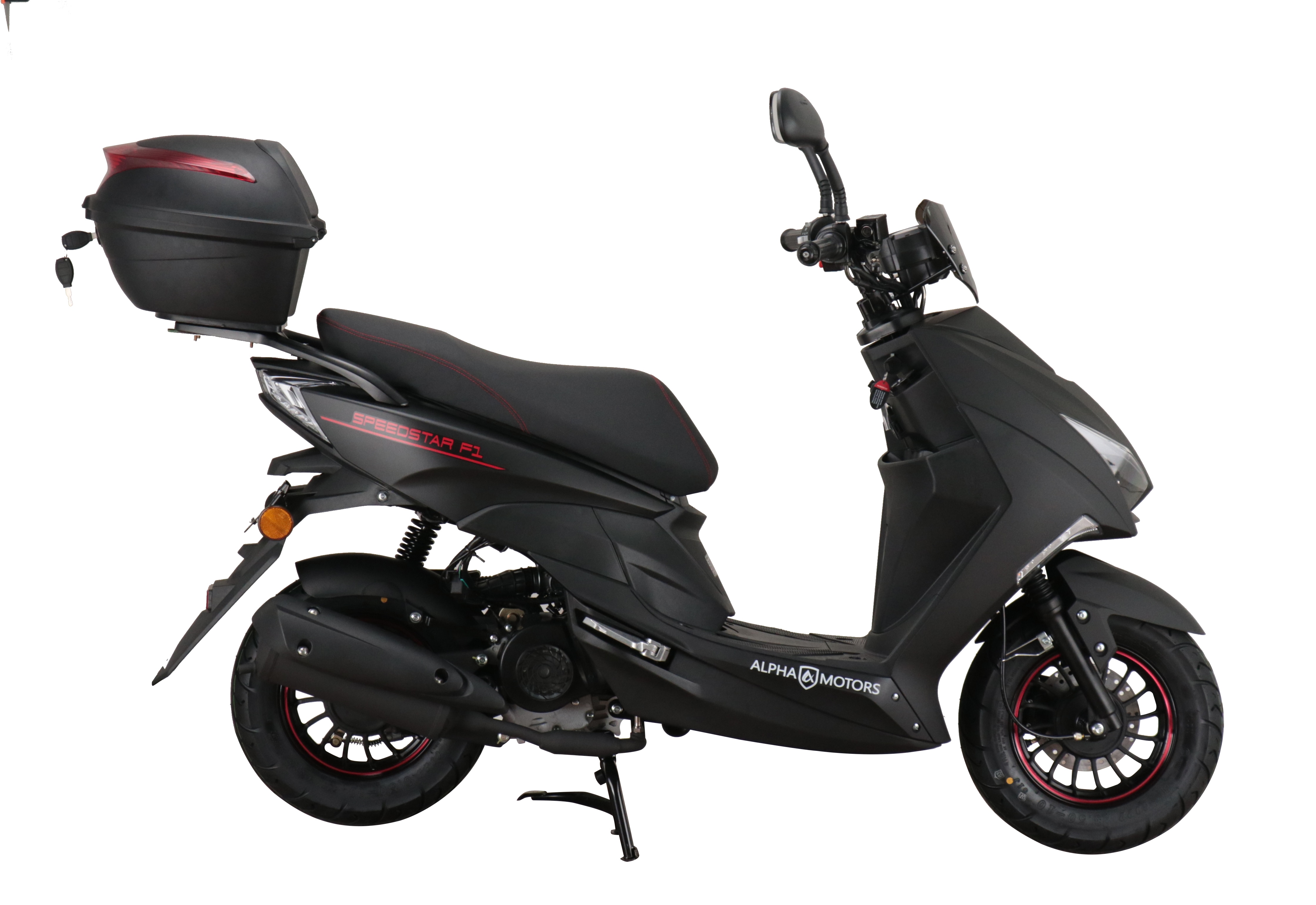 Alpha Motors Motorroller Speedstar FI 50 ccm 45 km/h EURO 5 mattschwarz inkl. Topcase