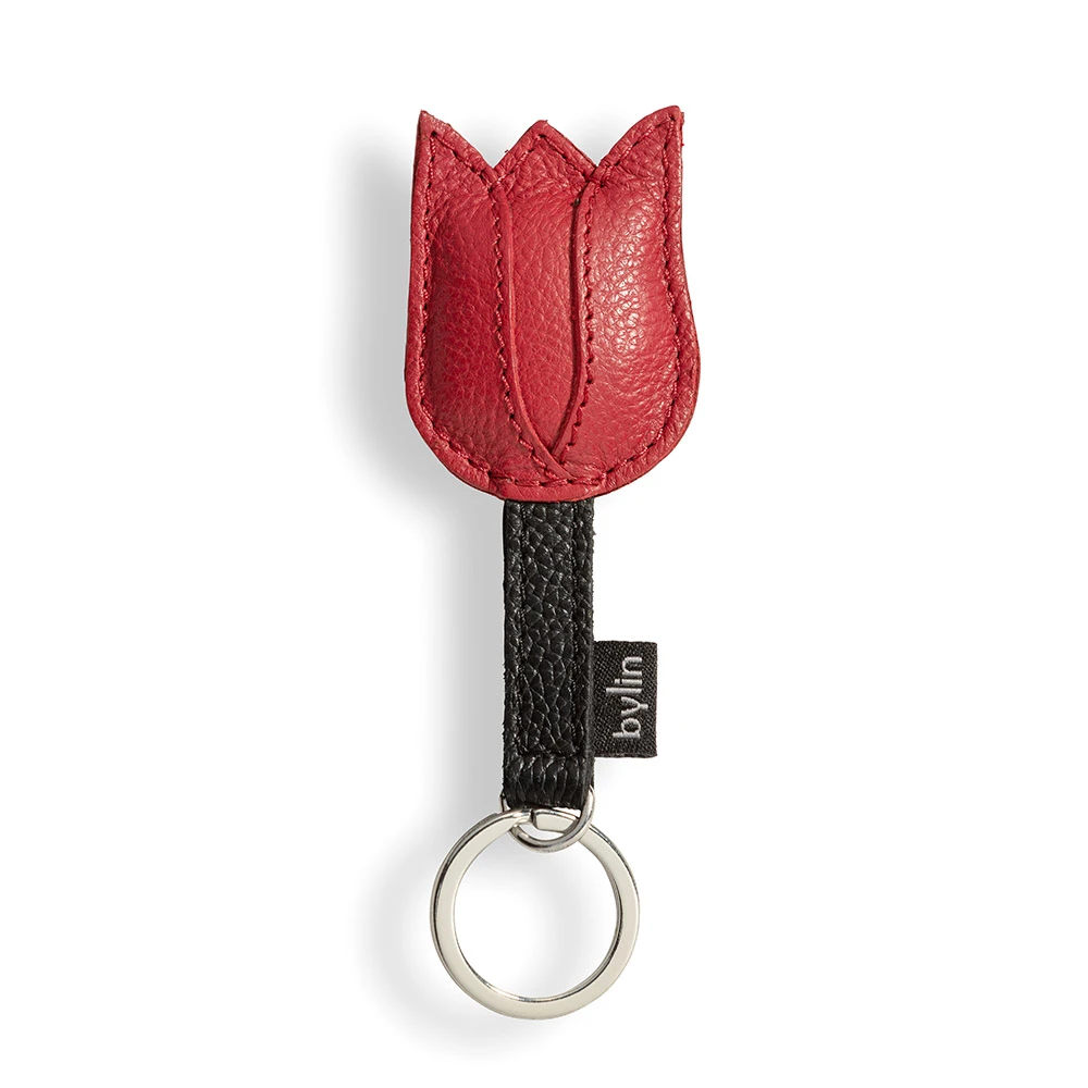 Tulip Keyring Structure Leather Red