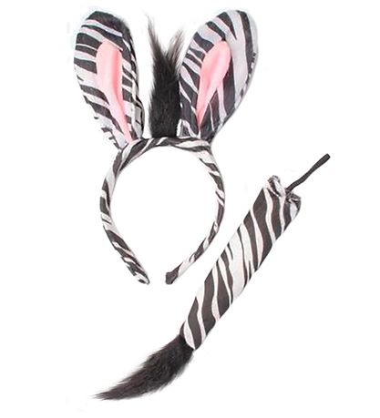 Molly & Rose Kostüm - Haarreifen/Schwanz - Zebra