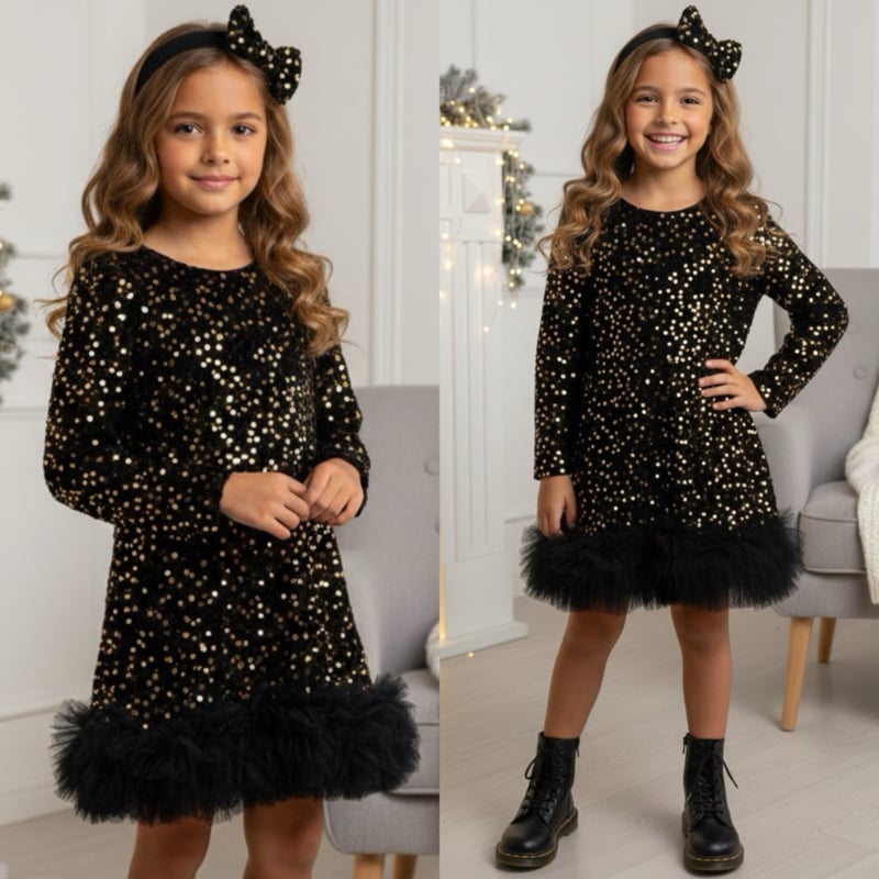Glamour & tule dress - zwart/goud