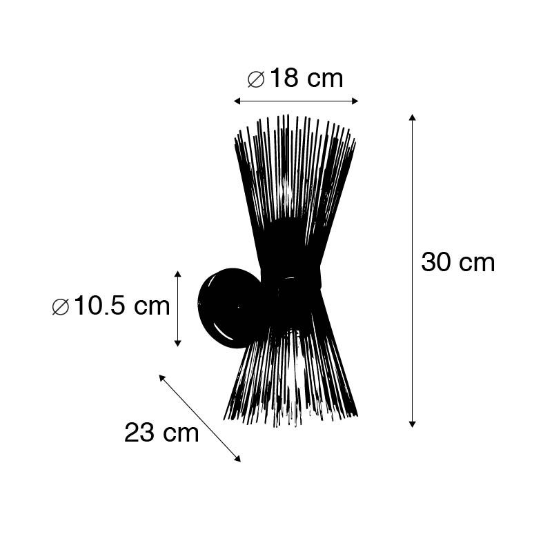 Art Deco wandlamp zwart 2-lichts - Broom