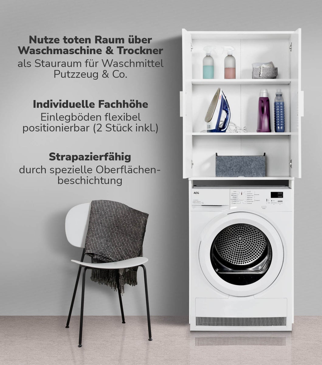 mokebo wasmachinekast 'The Clean Man', opbouwkast voor wasmachines en drogers in het wit
