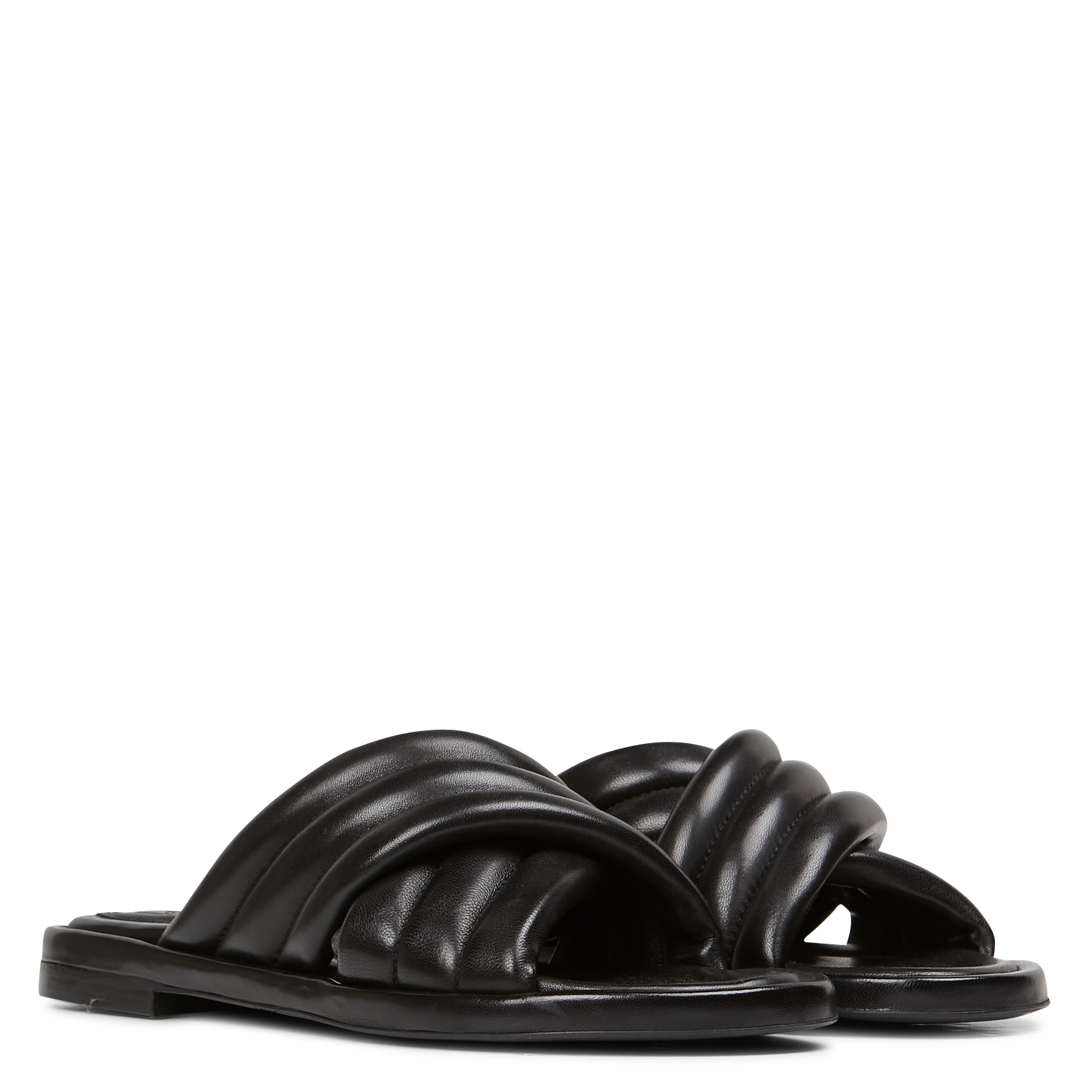 Mules plates en cuir| Noir