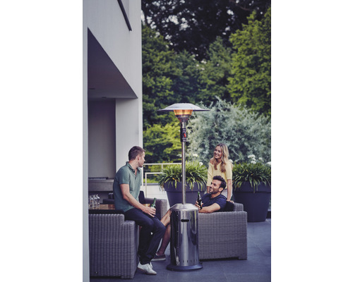 Enders Elegance gas terrasverwarmer, paddenstoelverwarmer, Eco Green brander, 6 kW met omvalbeveiliging, piëzo-ontsteking, traploze vlamregeling, H 220 cm, roestvrij staal