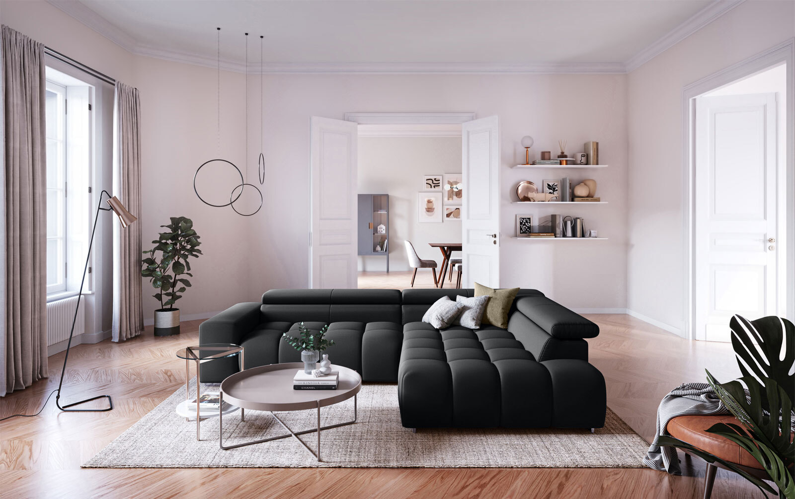 Ecksofa ORION 308 x 225 cm black