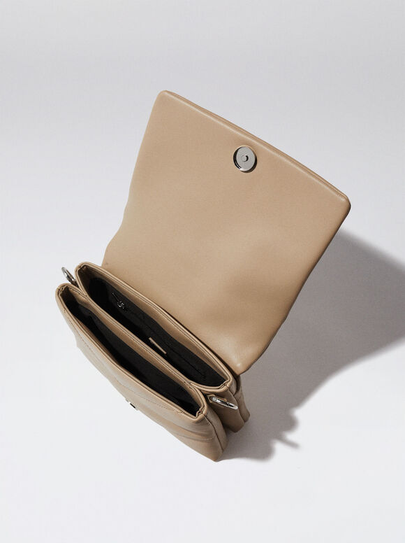 Bolsa pequena robusta com corrente - Marrom