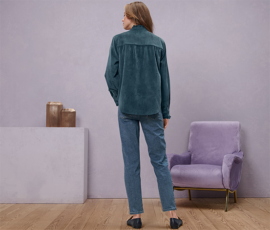 Cordbluse mit Rüschendetail