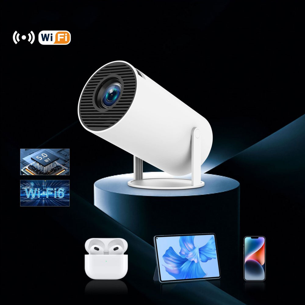 Multimedia LED Projektor Beamer Heimkino (160 ANSI Lumen) 720p HD / HDMI / WiFi (2.4/5GHz) / Android 11.0 mit Screen Mirroring (2024 Version) - Weiss
