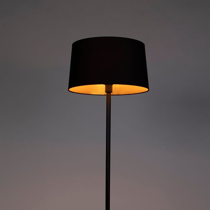 Moderne vloerlamp zwart met zwarte kap 45 cm - Simplo