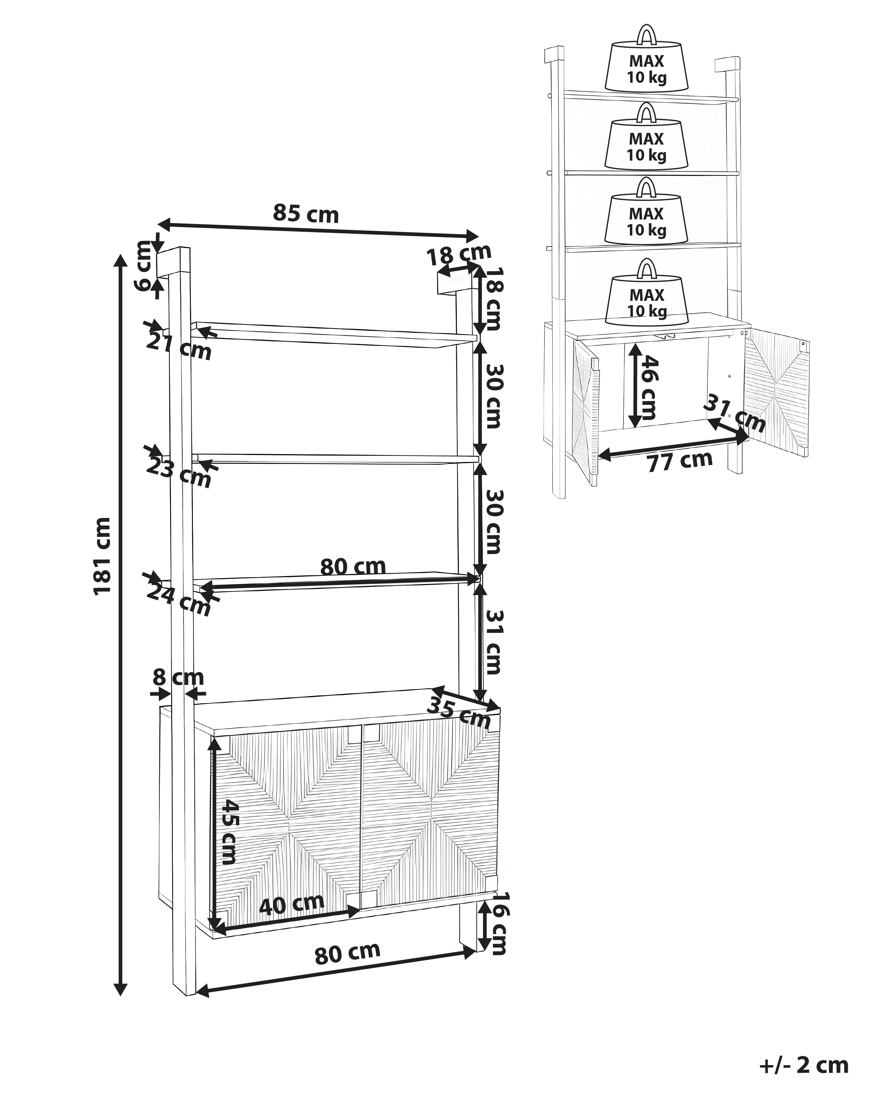 Boekenkast BONDI 181 cm Lichtbruin