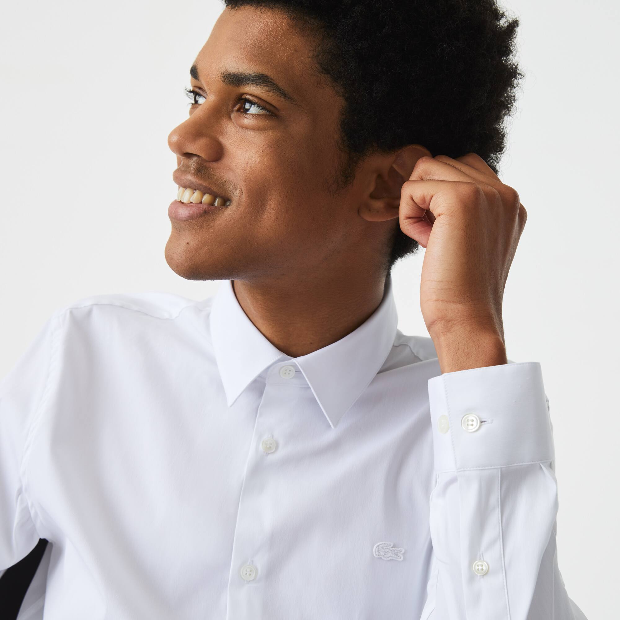 Herren LACOSTE Hemd aus Baumwoll-Popeline mit French-Kragen Lange Armel - Weiss - Lacoste - Herren