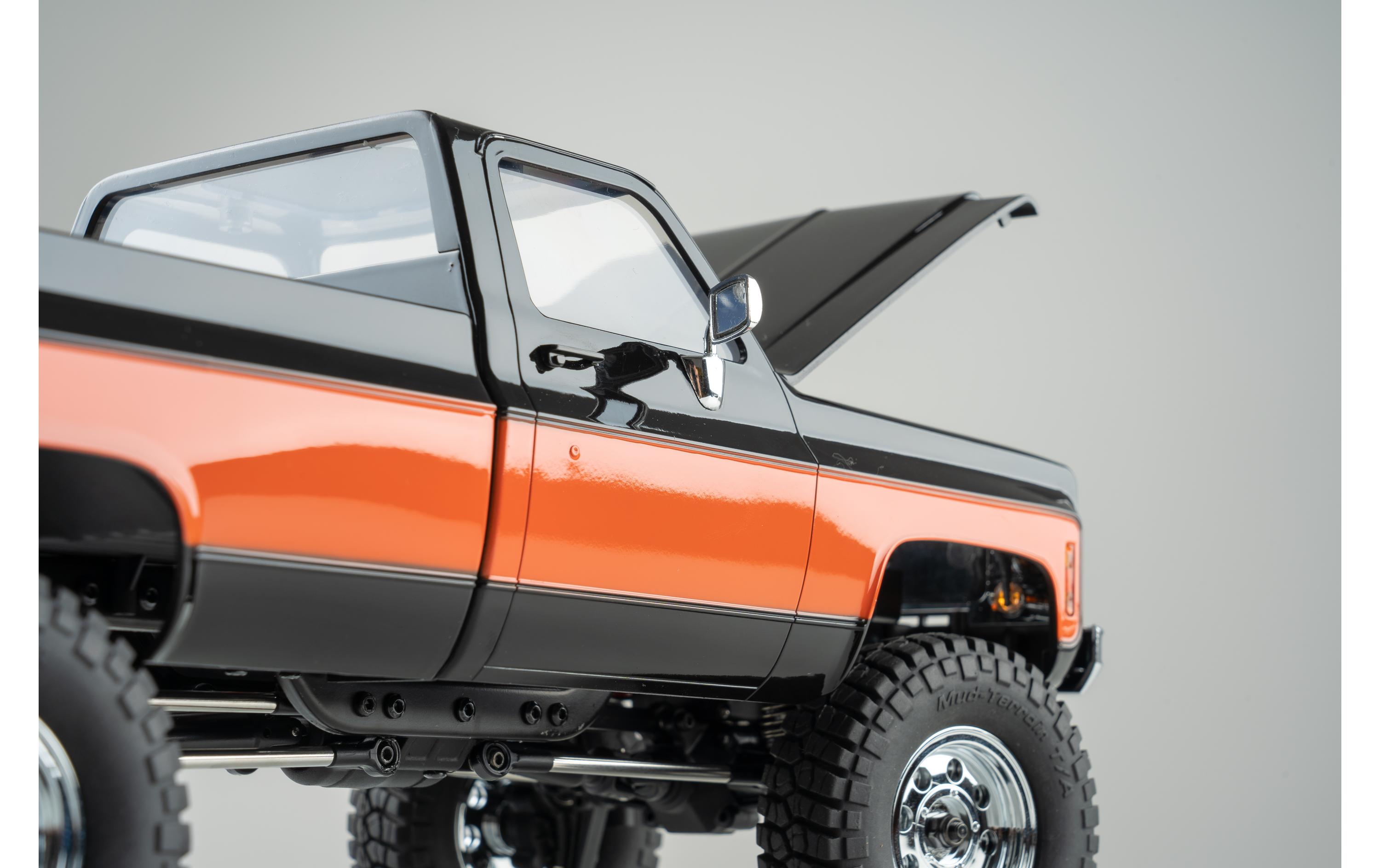 Scale Crawler FCX18 Chevrolet K10 Schwarz, RTR, 1:18<br>Mini Rock Crawler mit detaillierter Chevy K10 Pick-Up Karosserie und 2-Gang Getriebe