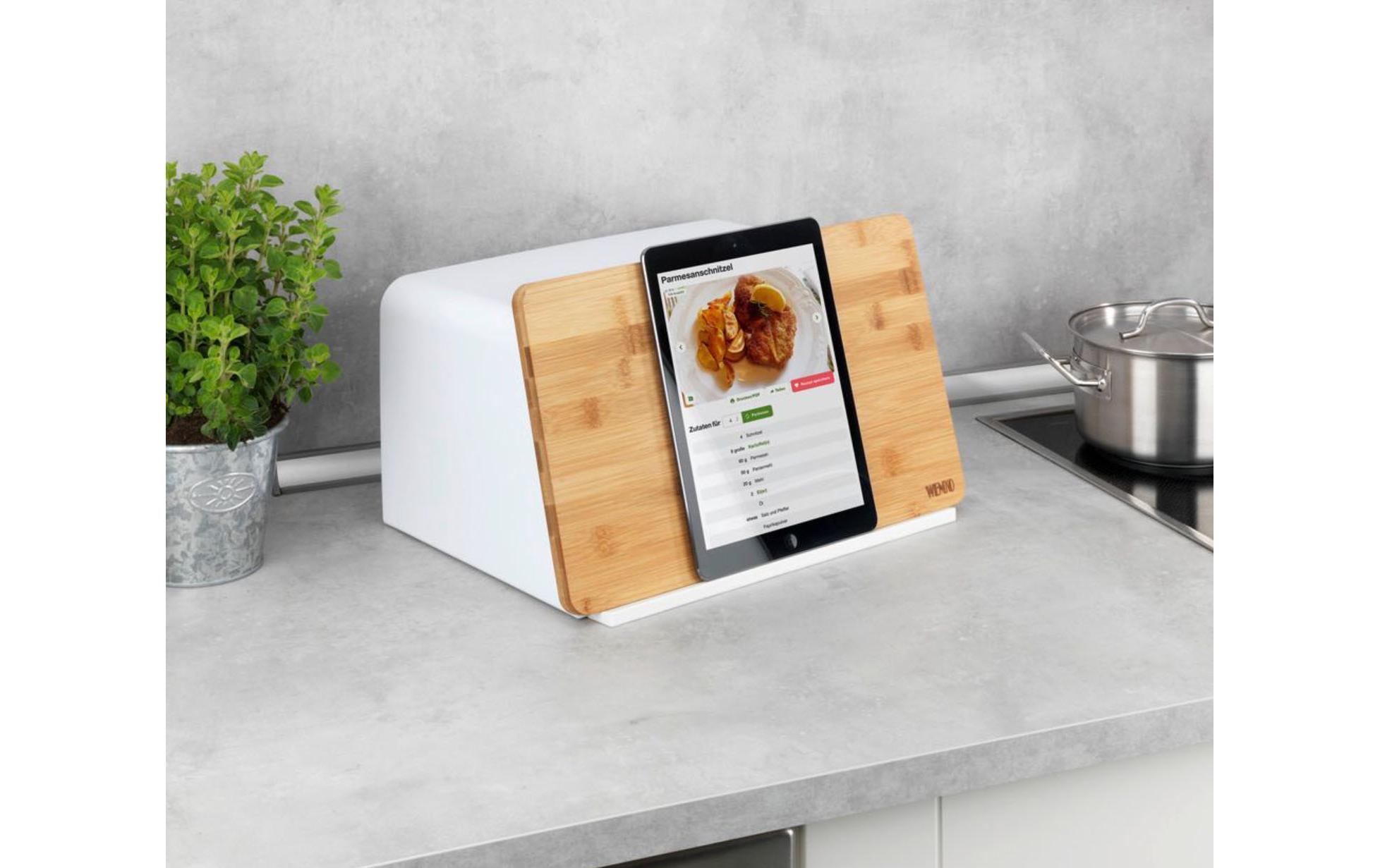 Brotkasten Kubo WeissBrotbox mit integriertem Bambusschneidebrett