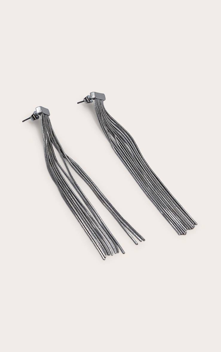 Argenté Boucles D'oreilles Cascade De Chaînes À Barre