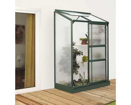 Aanbouwkas Vitavia Ida 900, dubbelwandige polycarbonaat panelen 4 mm, 69x131 cm, groen