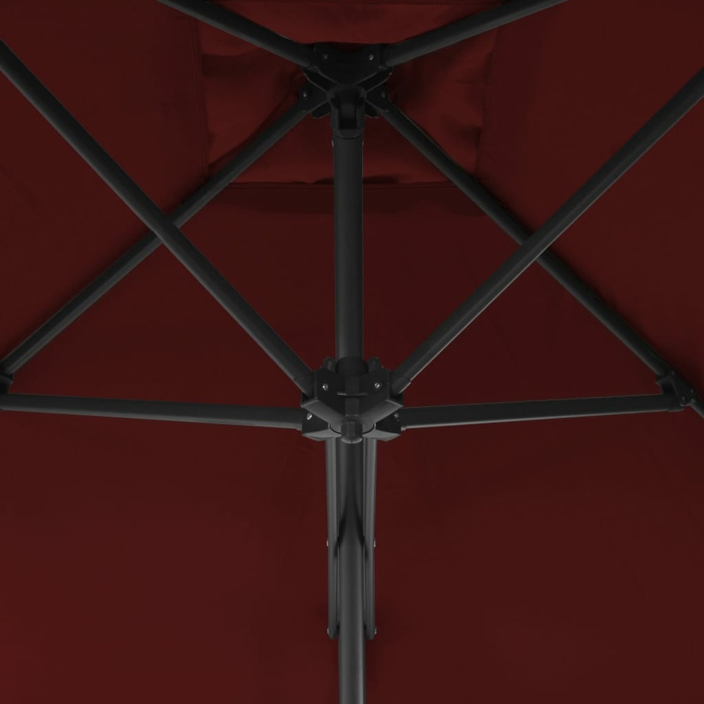 Parasol d'extérieur avec mât en acier 300 x 230 cm rouge bordeaux