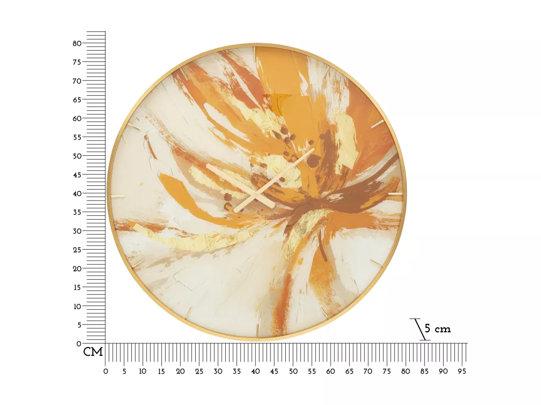 Horloge murale ronde en fibre de bois multicolore Ø cm 80x5
