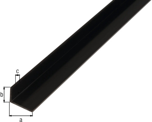 PVC hoekprofiel, zwart, 20x10x1,5 mm, 2,6 m
