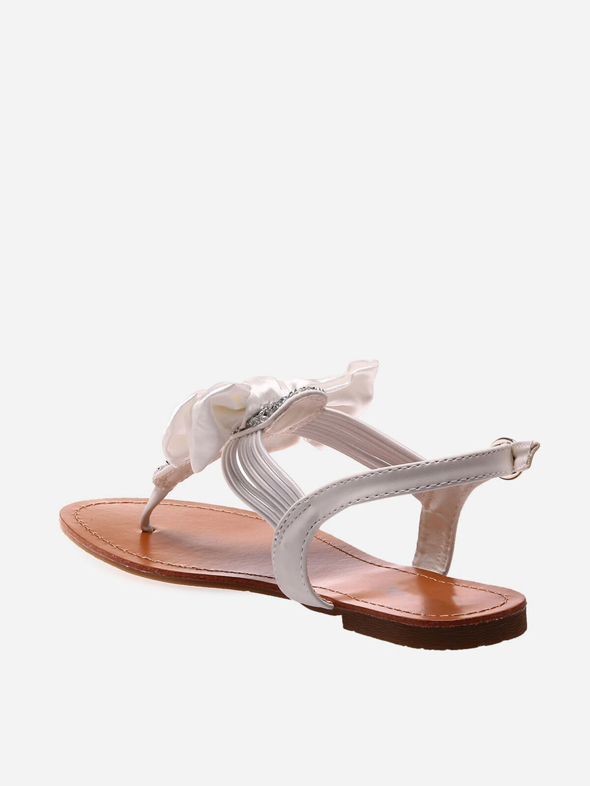 Sandales à strass et noeud grandes tailles- Blanc