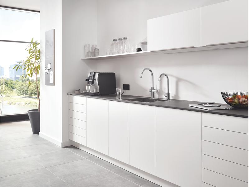 GROHE Küchenarmatur Blue Professional C-Auslauf Set Chrome Einhand-Spültischbatterie mit Filterfunktion
