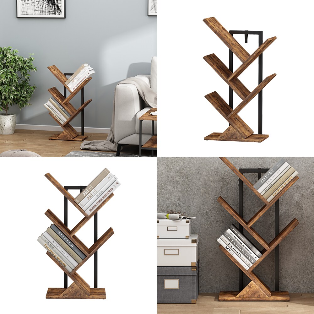 Vicco Bücherregal Fyrk Antikholz Schwarz 34 x 71 cm