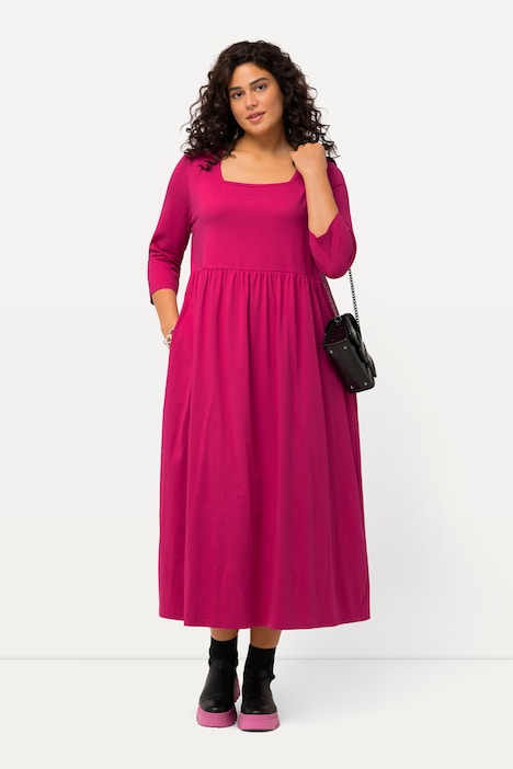 Jerseykleid, A-Linie, Carree-Ausschnitt, 3/4-Arm