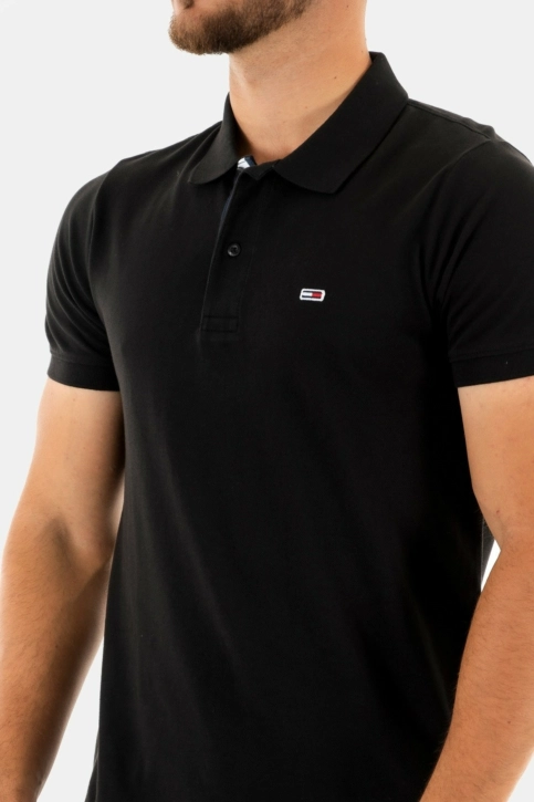 Polos tommy jeans slim placket pol bds black