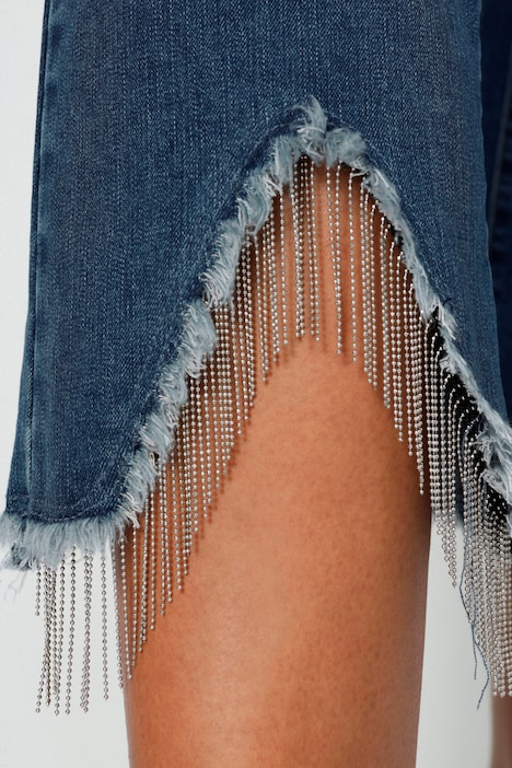 3/4-Jeans, Schlag mit Zierketten, 5-Pocket