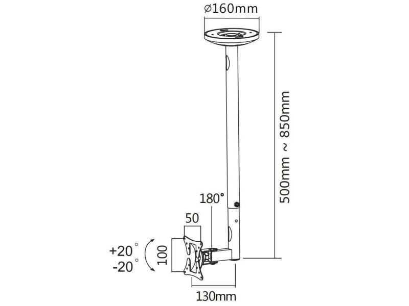 NEOMOUNTS Deckenhalterung FPMA-C050 Schwarz Deckenhalterung für Flachbildschirme/Fernseher bis 30