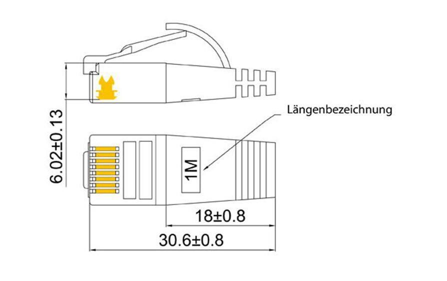 Slimpatchkabel RJ-45 - RJ-45, Cat 6, STP, 0.1 m, BlauGeschirmtes Twisted-Pair-Kabel (STP) mit Klinkenschutz