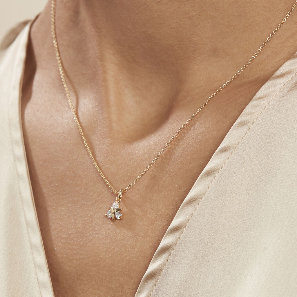 Collier Plaqué Or Jacinth Oxyde De Zirconium