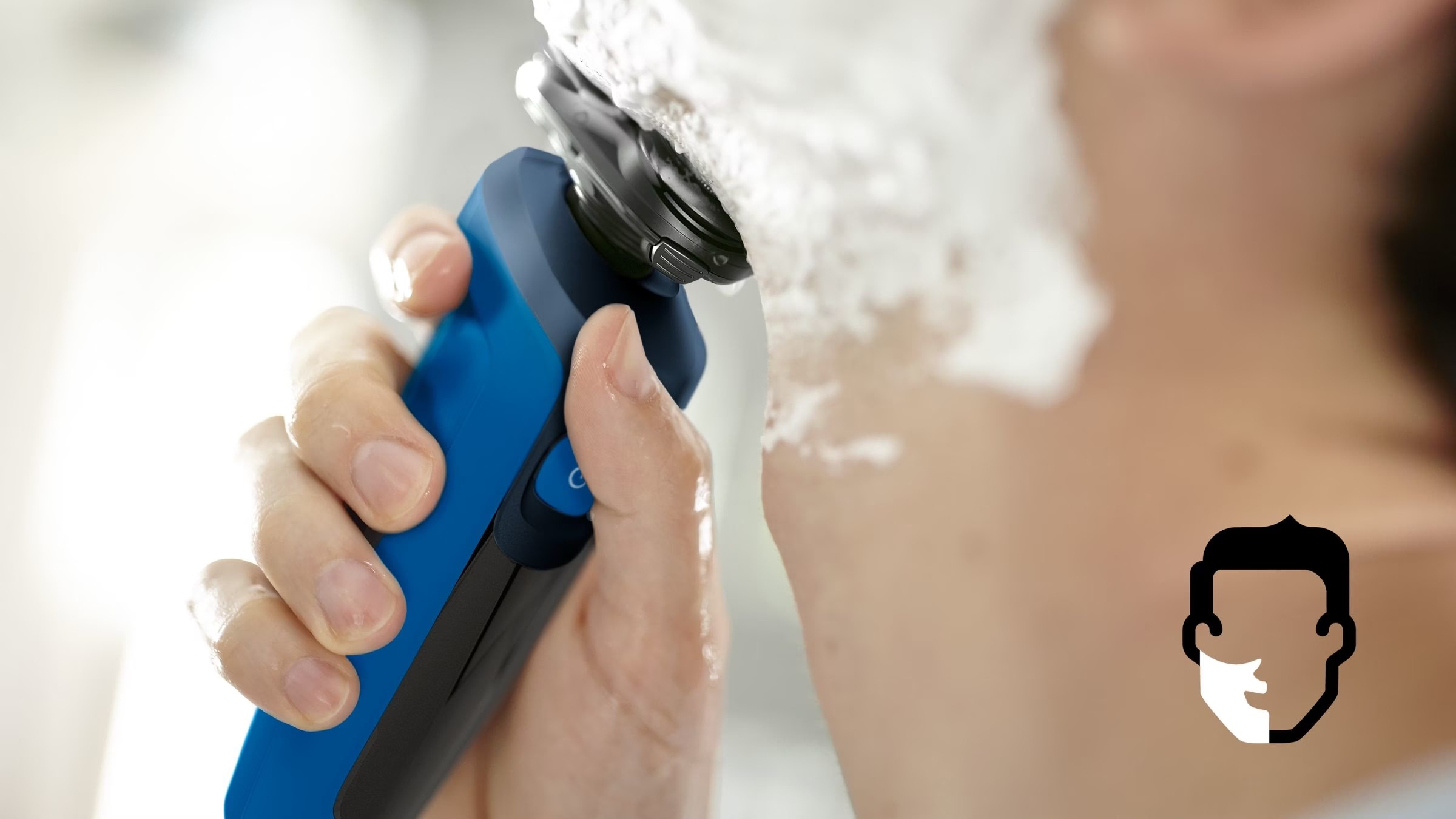 Shaver Series 5000 Elektrischer Scherkopf Haarschneider Bart Trimmer Akku Rasierer Wet & Dry mit 2 Aufsätzen (S5466/17) - Blau