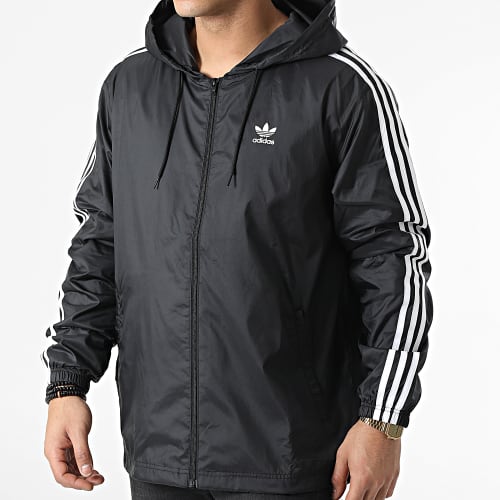 Veste Zippée Capuche A Bandes 3 Stripes HB9489 Noir
